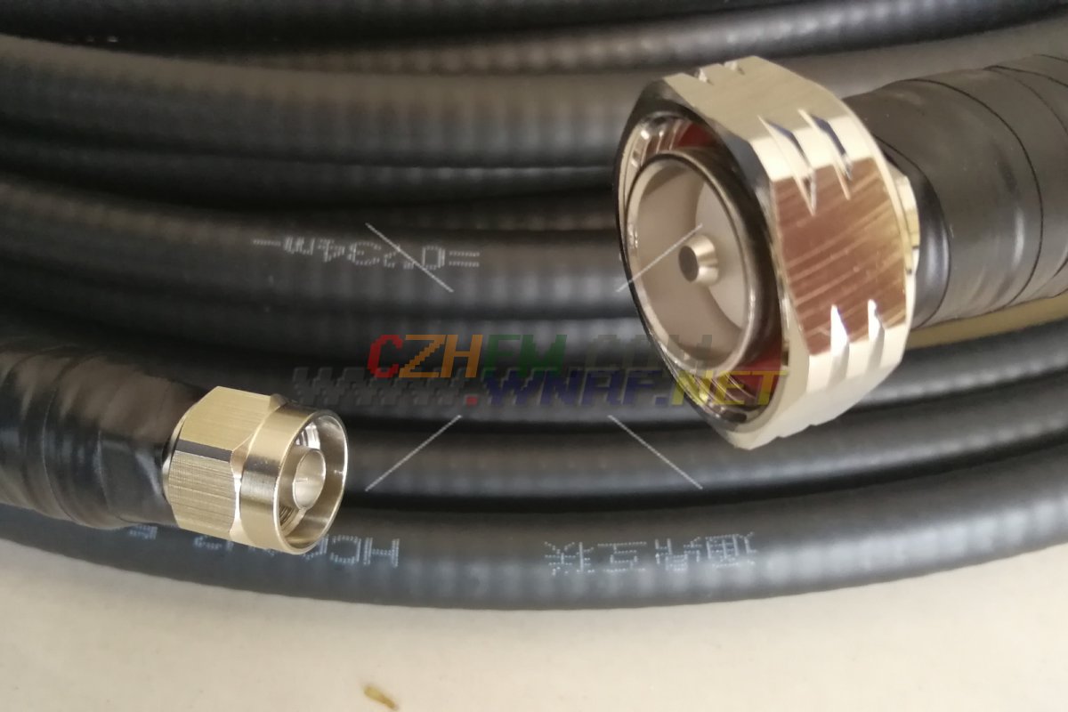 (imagen para) Cable coaxial helicoidal 50-12 (1∕2') de 30 metros con conector DIN(L29)+N(L16) - Pinche Imagen para Cerrar